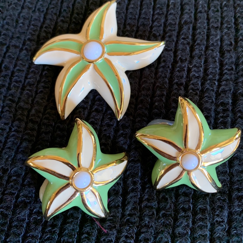 Vintage St. John’s Flower pin and earring set